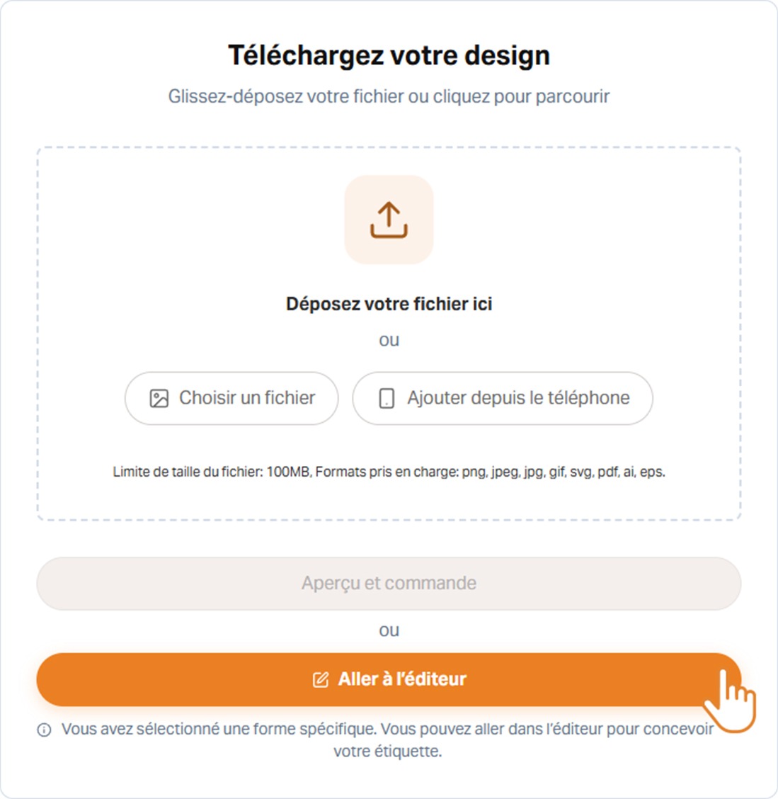 Aperçu du logiciel Online Designer