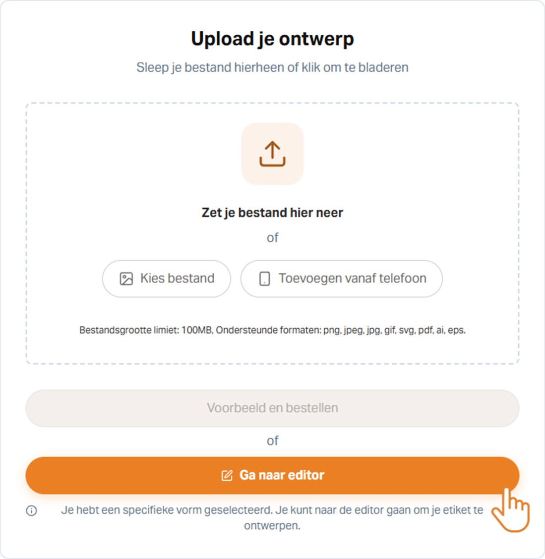 Voorbeeld van de Online Designer